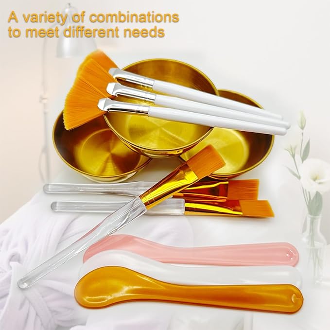 12 Pcs Gold Facial Bowl and Brush Set - Image 3