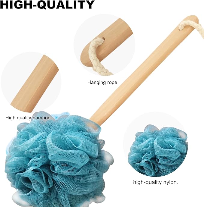 Teal Loofah with Handle - Image 3