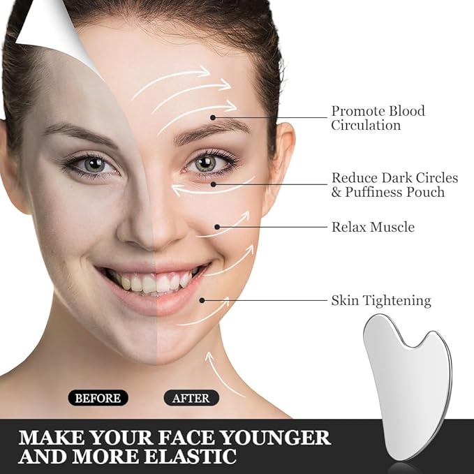 URAQT Stainless Steel Gua Sha Facial Tools Guasha Tools - Image 3