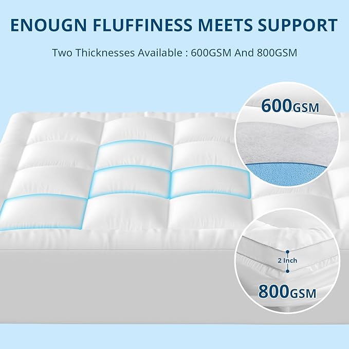 YUGYVOB Mattress Pad Extra Thick, and Breathable Twin Mattress Topper 8-21" - Image 4