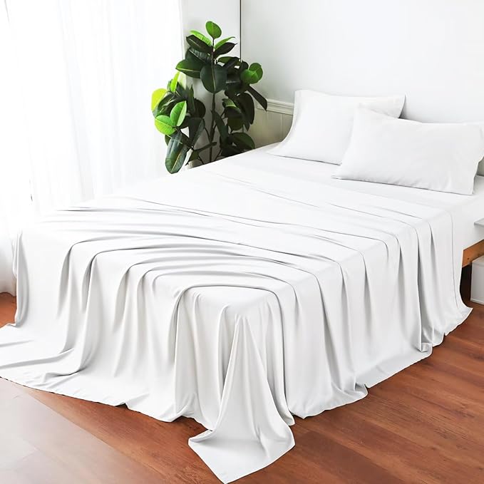 Bamboo Viscose Flat Sheets Only, 400 Thread Count Sateen Weave King Size Flat - Image 7