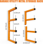 2-Pack Lumber Storage Rack, Wood Storage Racks Wall Mount, Heavy Duty Garage Wood Organizer With 4-Level System, Orange Utility Rack Organization Up 800 Lbs, Metal Lumber Shelf for Indoor and Outdoor