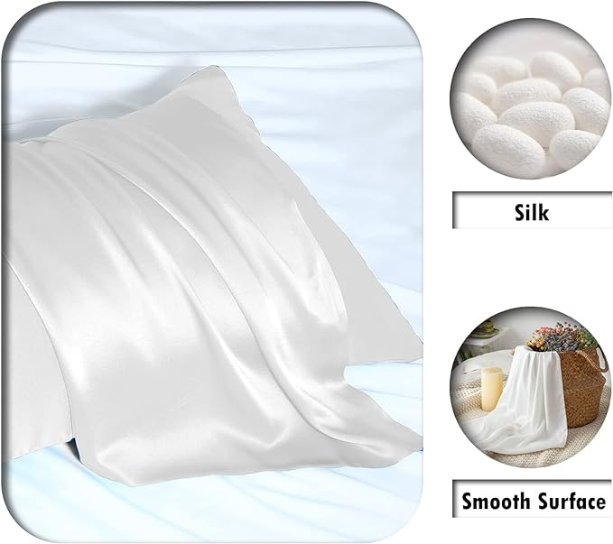 Silk Pillow Cases 2 Pack, Soft Breathable and Sliky Queen Size Pillow Cases Set - Image 2