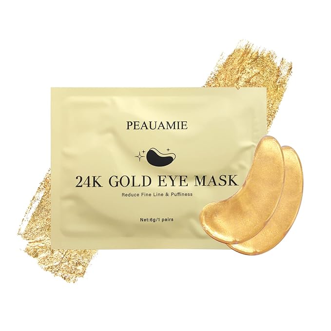 PEAUAMIE Under Eye Patchs 24k Gold Eye Mask and Hyaluronic Acid and Rose - Image 8