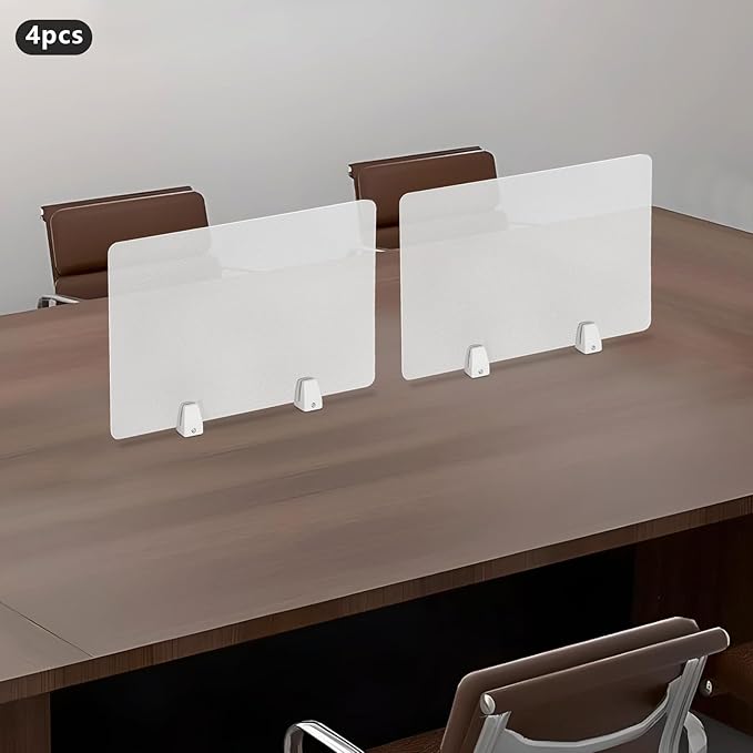 4PCS Desk Dividers Office Partitions,Privacy Desk Panel Protective, Frosted Acrylic with Clamps Classroom Privacy Shield for Offices Schools Call Centers 23.62x15.75in (Frosted Color)