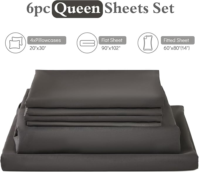 ILAVANDE Queen Sheets Set 6 Piece, Hotel Luxury Super Soft 1800 Series - Image 7