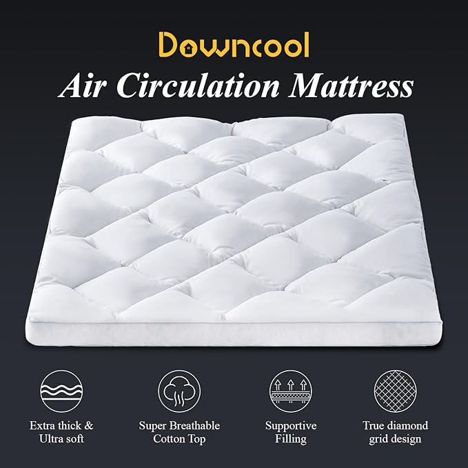 DOWNCOOL 3 Inch Queen Mattress Topper, Ultra Thick and Fluffy Supportive Memory - Image 2
