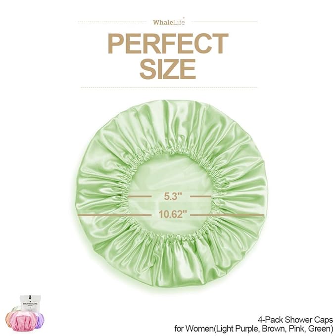 Shower Cap for Women Reusable Extra Large Shower Caps for Men Satin Double - Image 5