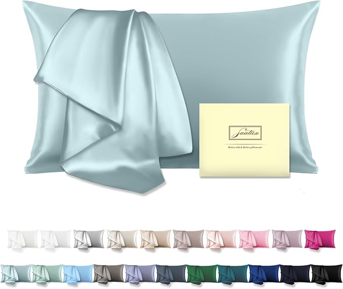 Mulberry Silk Pillowcase for Hair and Skin Queen Size 20"X 30" Pillow Case by Suatien