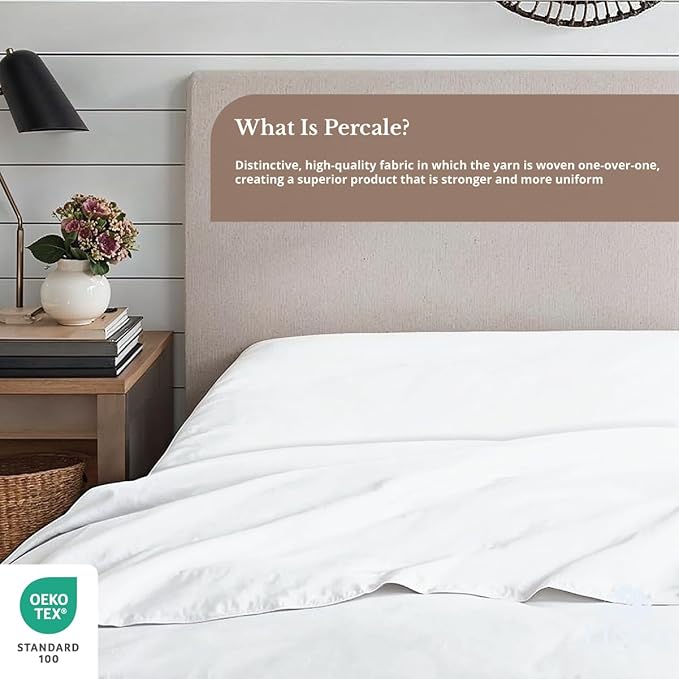 Linen Home 100% Cotton Percale 1 Flat Sheet, King Size - Image 4