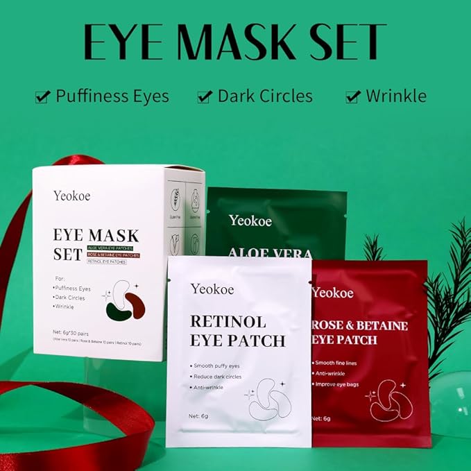 Yeokoe Under Eye Patches For Puffy Eyes and Dark Circles Wrinkle, 30 Pairs Face - Image 2
