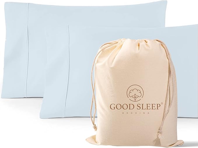 1000 TC Light Blue Standard Pillowcases Set of 2 100% Egyptian Cotton Pillow by GoodSleepBedding