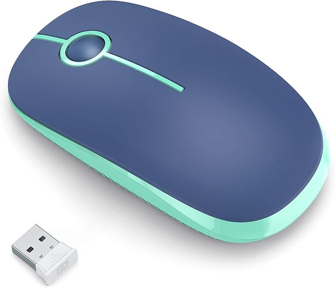 VssoPlor Wireless Mouse, 2.4G Slim Portable Computer Laptop Mouse with Nano Receiver Quiet Silent Optical Mice for Notebook, PC, Laptop, Computer-Blue and Green