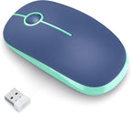 VssoPlor Wireless Mouse, 2.4G Slim Portable Computer Laptop Mouse with Nano Receiver Quiet Silent Optical Mice for Notebook, PC, Laptop, Computer-Blue and Green