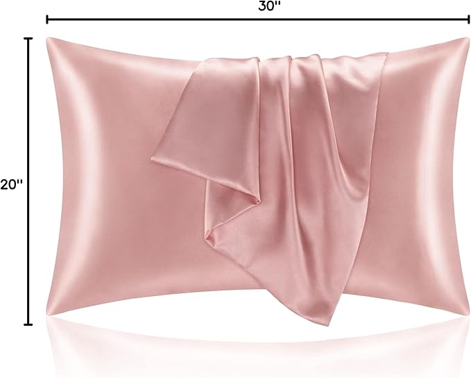 BEDELITE Satin Pillowcase with Zipper, Rose Pink Pillow Cases Queen Size Set of - Image 7