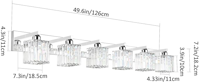 Aipsun Bathroom Vanity Light Fixtures 6 Light Chrome Vanity Light - Image 6