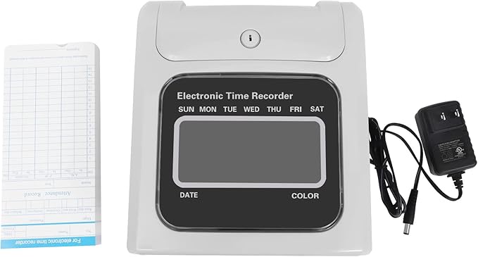Blisiour Calculating Time Clock, Employees Time Clocks Auto-Align Time Clock Punch Machine, Small Business Punch Clock System, in/Out Time Attendance Machine with 50 Time Cards & Security Key