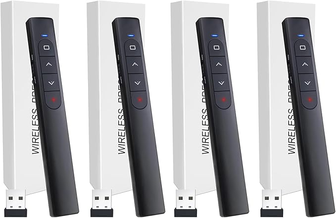 （4 Units） Wireless Presenter Remote, Presentation Clicker with Hyperlink & Volume Remote Control PowerPoint Office Presentation Clicker for Keynote/PPT/Mac/PC/Laptop