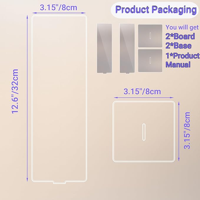 Removable Sticky Note Holder, Acrylic Desktop Memo Message Board, Transparent Portable Monitor Memo Stand for Any Computer and Laptop (2*Board+2*Base)
