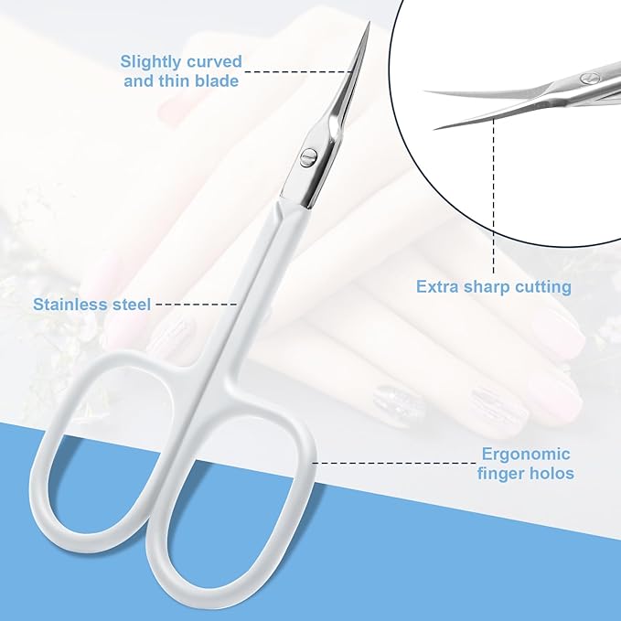 CGBE Cuticle Scissors Extra Fine Curved Blade, Super Slim Manicure Scissors - Image 3