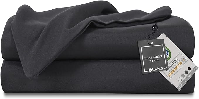 Lavisun Twin Flat Sheets Only, 2 Pack Soft Brushed Microfiber Bedding Sheets by Lavisun