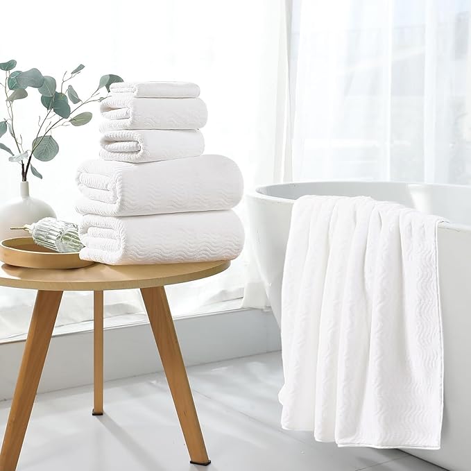 4 Piece Extra Large Bath Towel 35"x70" Oversized Bath Sheet White Bath Towel Set - Image 4