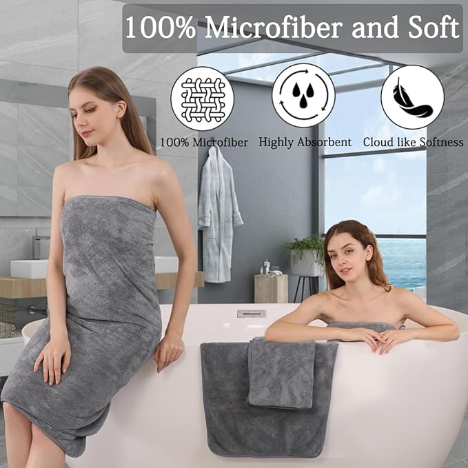 Ycosy 8-Piece Bath Towels Set, 2 Oversized Bath Sheet, 2 Hand Towels and 4 - Image 3