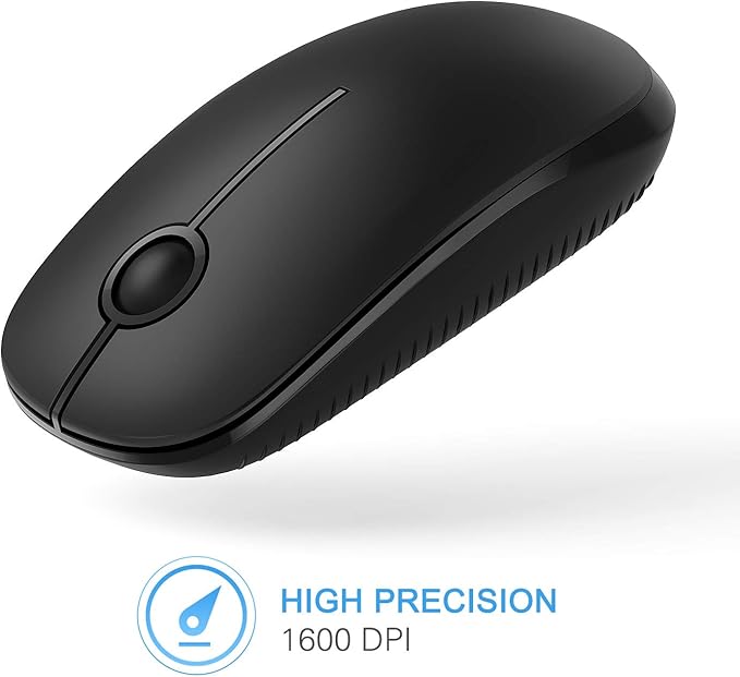 VssoPlor Wireless Mouse, 2.4G Slim Portable Computer Laptop Mouse with Nano Receiver Quiet Silent Optical Mice for Notebook, PC, Laptop, Computer-Black