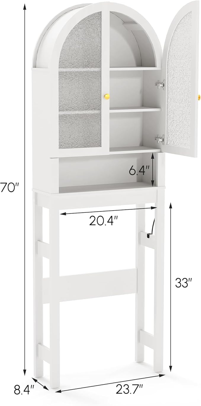 HMstone Over The Toilet Storage Cabinet, Arched Bathroom Organizer and Storage - Image 2