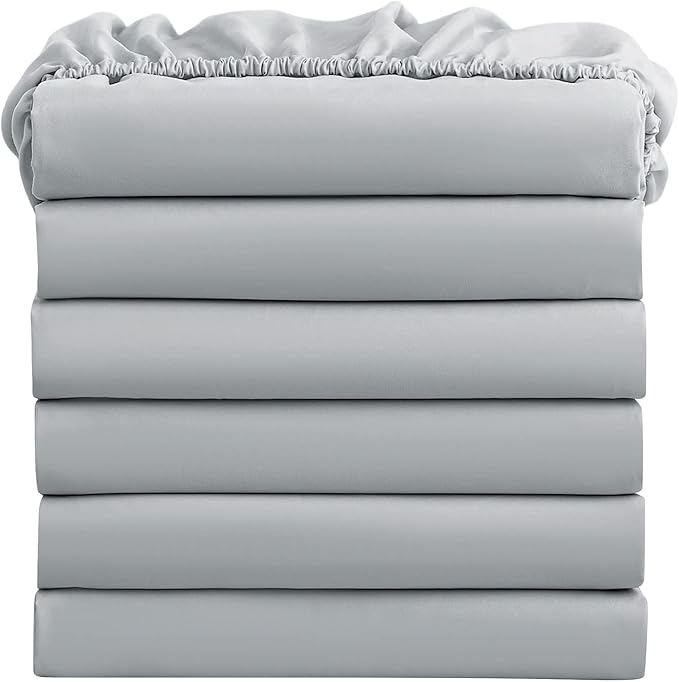 FreshCulture Twin Fitted Sheets, Bulk Pack of 6, Deep Pocket, Soft Microfiber by FreshCulture