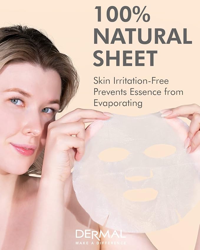 DERMAL A+B Korea Collagen Essence Full Face Facial Mask Sheet 32 Full Color SET - Image 5
