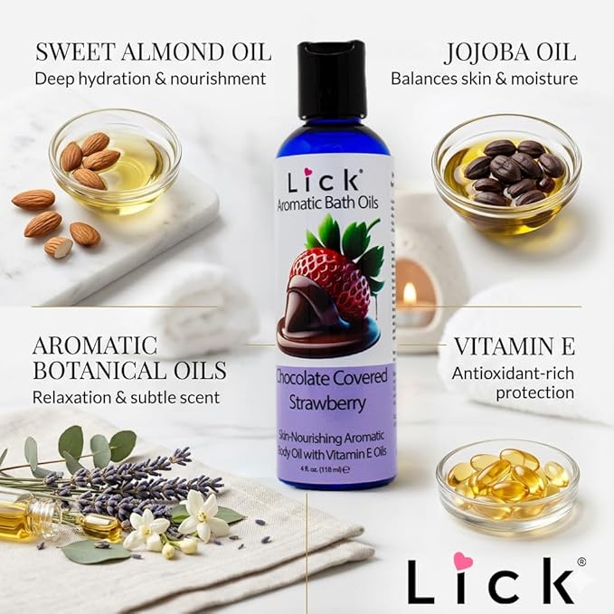 Lick Chocolate Covered Strawberry Aromatic Bath Oil - Image 5