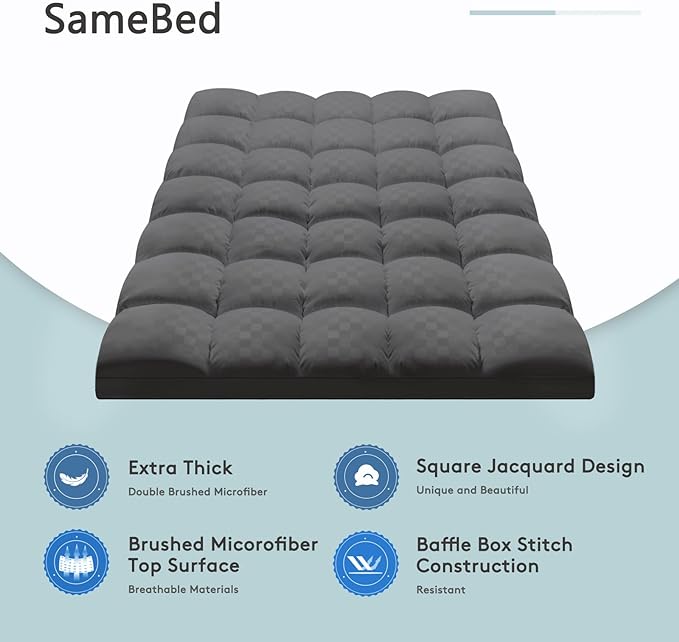SameBed Mattress Topper Twin XL, Extra Thick Mattress Pad Cover - Image 2