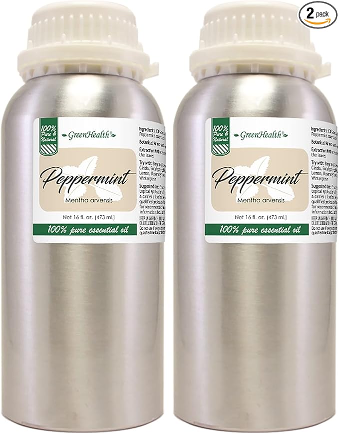 GreenHealth Peppermint Essential Oil – 2 Pack – 100% Pure & Uncut – Strong by Greenals