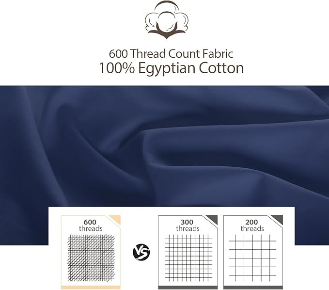 100% Egyptian Cotton Fitted Sheet King Size, 600 Thread Count, Soft & Elastic - Image 5