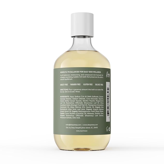 Deep Steep Bubble Bath, Rosemary Mint 17 oz – Hypoallergenic, Clinically Tested - Image 2