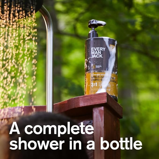 Every Man Jack Amber + Sandalwood Hydrating Mens 3-in-1 All Over Wash - Image 2