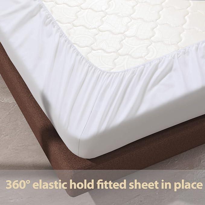 100% Egyptian Cotton Fitted Sheet Full Size White, 600 Thread Count, 8-16" Deep - Image 6