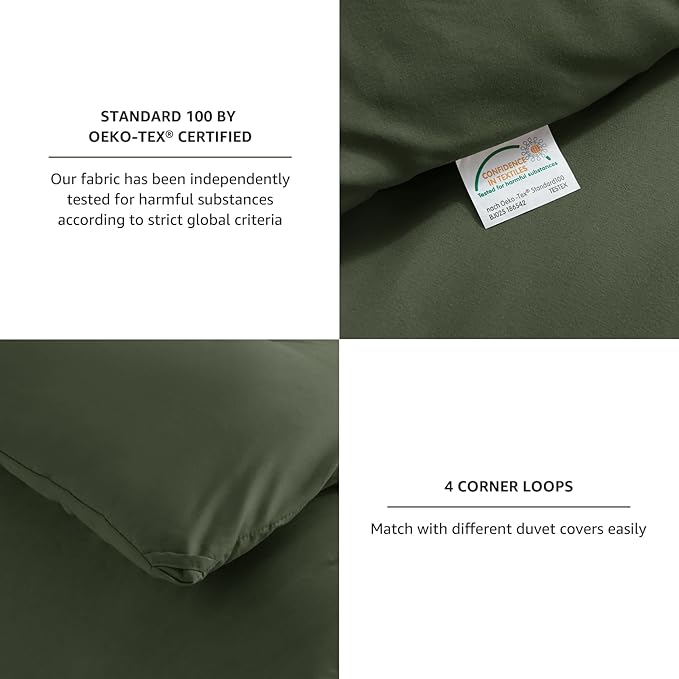 CozyLux Queen Comforter Set Dark Green, 3 Pieces Solid Comforters Queen Size - Image 4