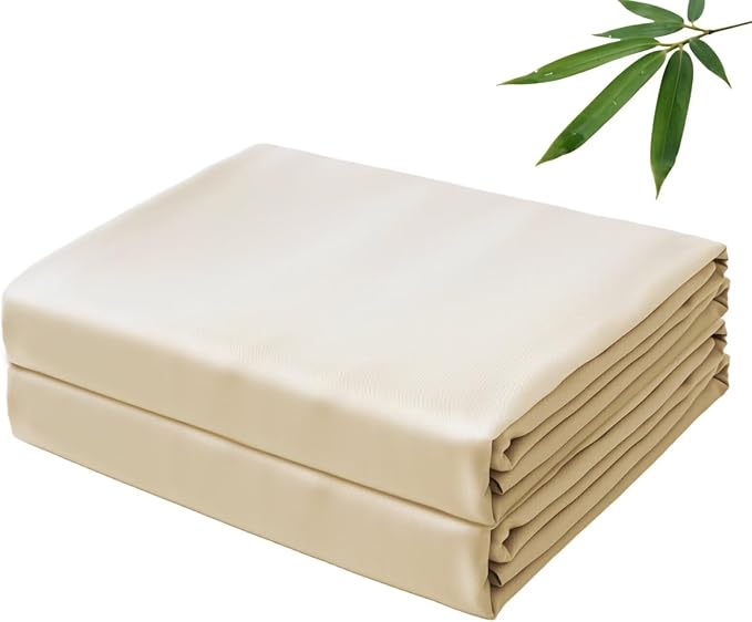 Bamboo Viscose Flat Sheets Only, 400 Thread Count Sateen Weave Queen Size Flat by ZaizaiHome