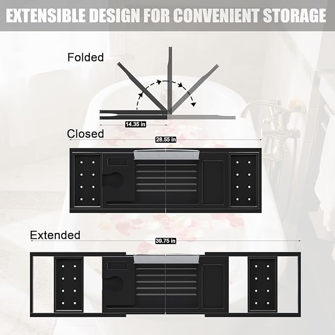 Bathtub Tray Caddy, Expandable Bath Trays - Image 4