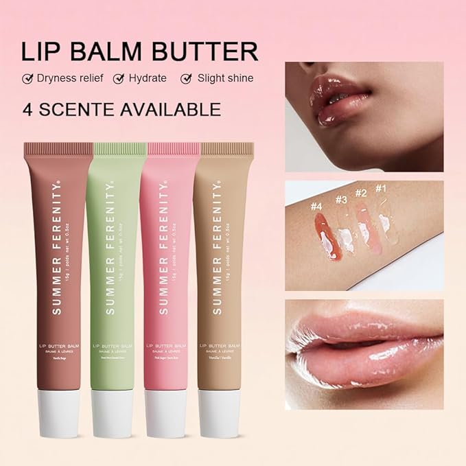 4 PCS Summer Lip Balm Tinted Lip Butter Balm - Image 4