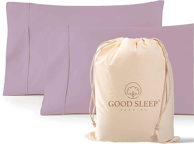 1000 TC Lavender Standard Pillowcases Set of 2 100% Egyptian Cotton Pillow Cases by GoodSleepBedding