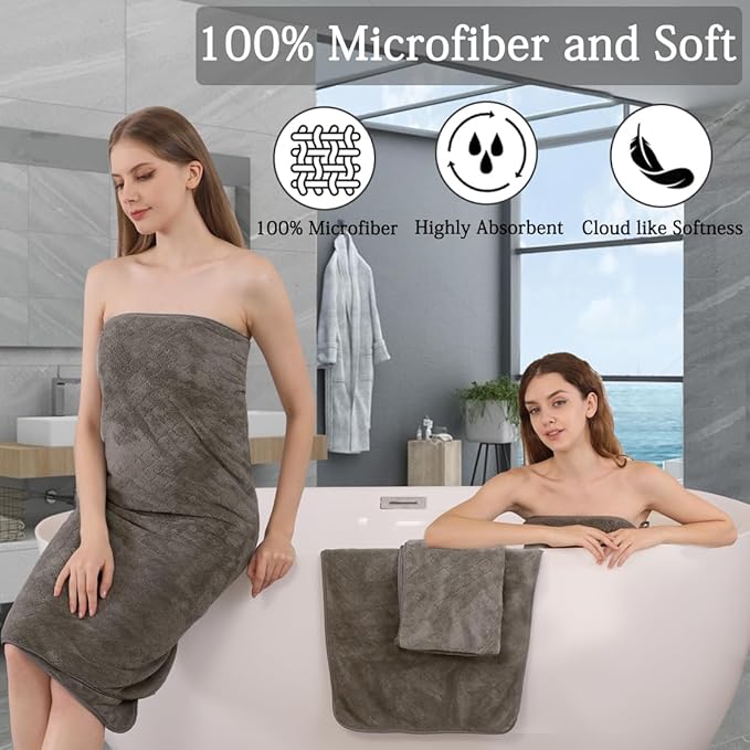 8-Piece Bath Towels Set, 2 Oversized Large Bath Towels Sheet, 2 Hand Towels and - Image 3