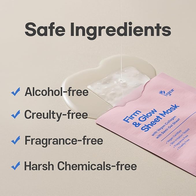 Firm & Glow Sheet Mask with Vegan Collagen Semi-Gel Sheet Biodegradable 100% - Image 4