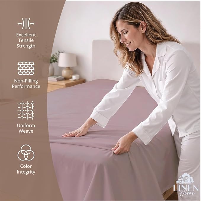 Linen Home 100% Cotton Percale 1 Flat Sheet, Twin Size - Image 2