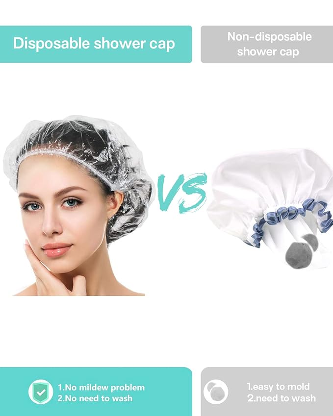 Auban 30PCS Disposable Shower Caps, Plastic Clear Hair Cap Large Thick - Image 6