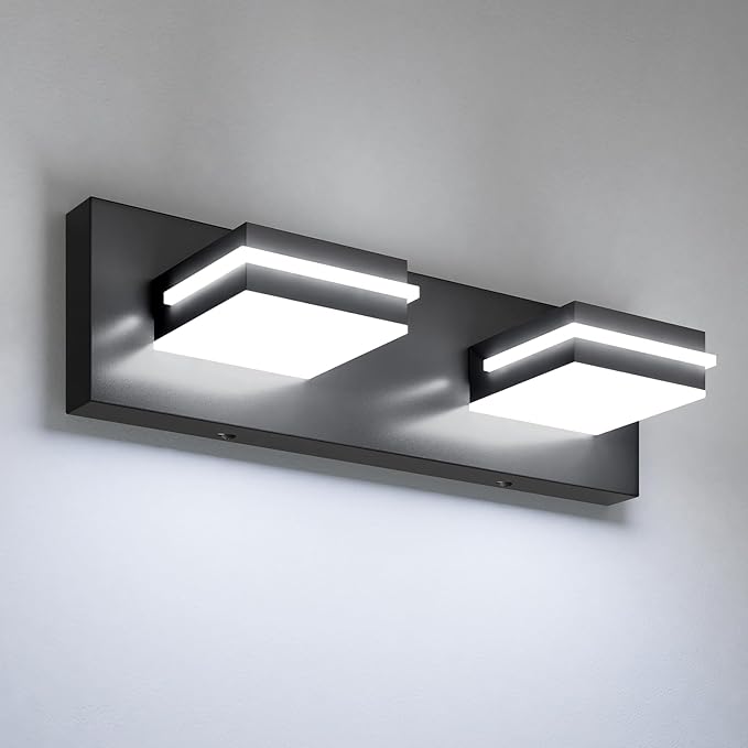 VOLISUN Modern Bathroom Vanity Light Fixtures, Matte Black LED Bathroom by VOLISUN