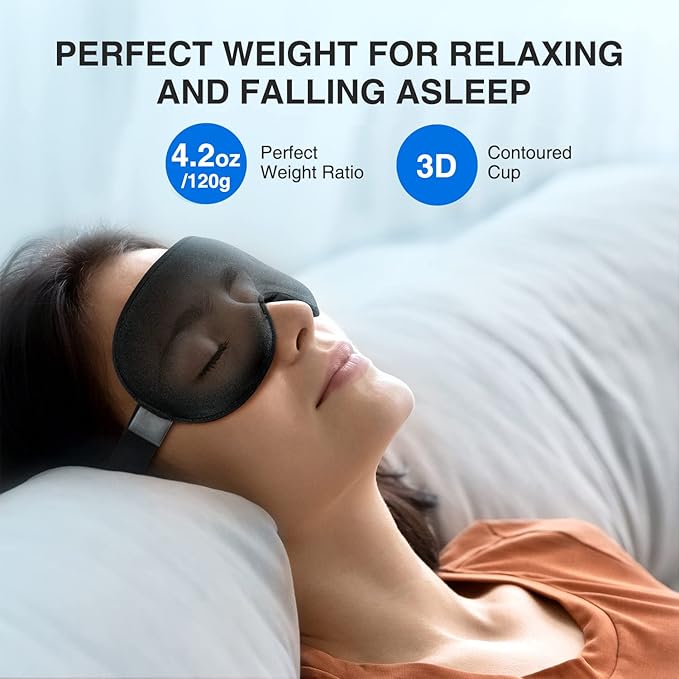 YFONG Weighted Sleep Mask, Women Men 3D Eye Mask Blocking Lights Sleeping Mask - Image 2
