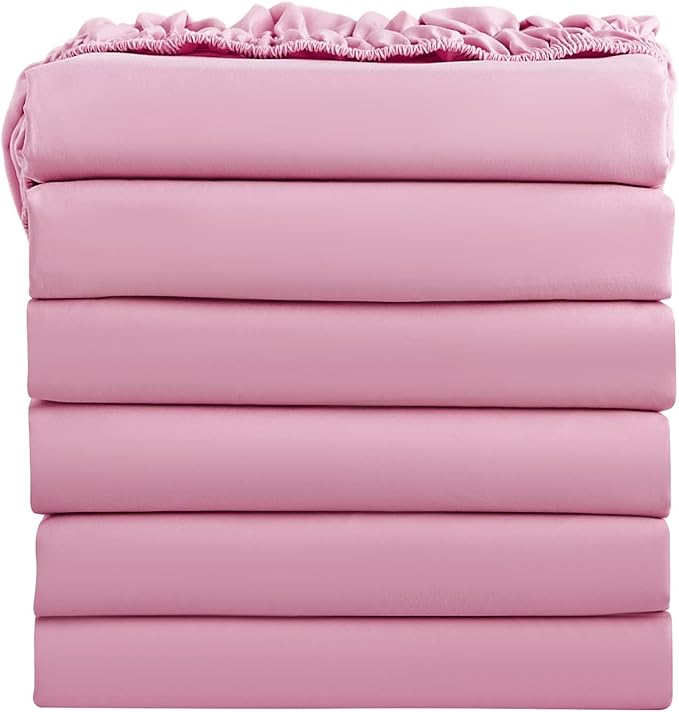 FreshCulture Queen Fitted Sheets, Bulk Pack of 6, Deep Pocket, Soft Microfiber by FreshCulture